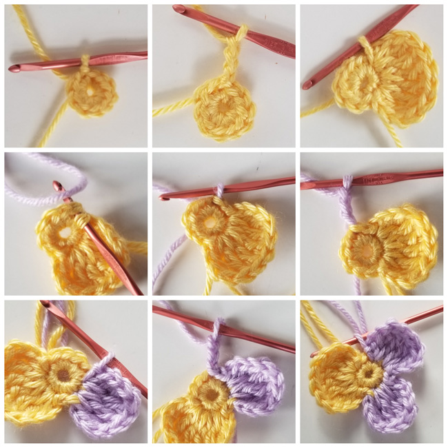 Johnny Jump-up crochet flower pattern instructions part 1