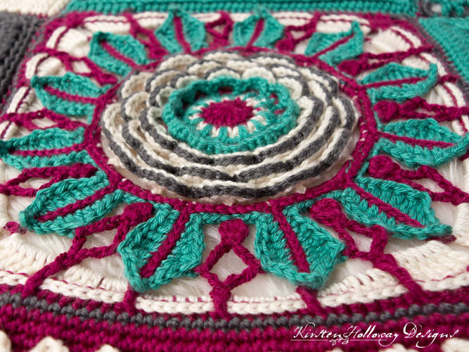 Crochet a unique, richly textured flower afghan square with this free pattern.