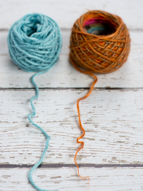 Both of these yarns are labeled as #4 worsted weight, but they are not the same thickness! Learn more about how yarn substitution affects your gauge in this article!