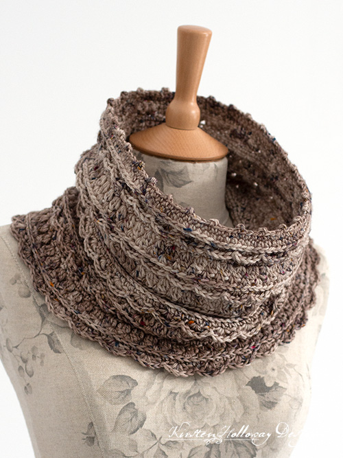 The Layer Cake lace cowl crochet pattern is an easy neck warmer that will fit anyone from kids to adults.