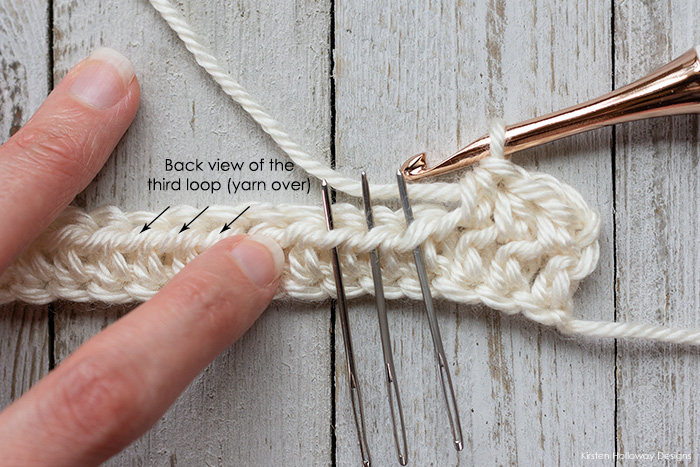 How to locate the 3rd loop at the back of a hdc crochet stitch