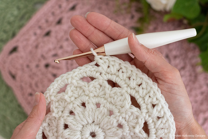 How to crochet the cross-stitch increase stitch, part 3.
