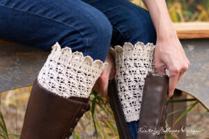 Lacy crochet boot cuffs pattern for women.
